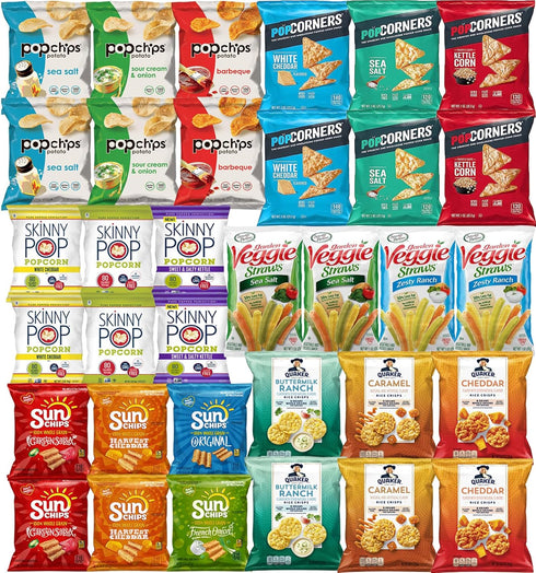 Pack Package (34 pack) Snacks Variety for Adults - Snack Box Care Gift Box - Bulk Healthy Snack Bag Assortment