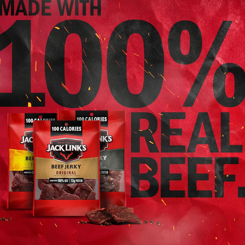 Pack Pack, 100% 1.25 Oz (Pack 15) Jack Link's Beef Jerky Variety Includes Original, Teriyaki and Peppered Jerky, Bulk