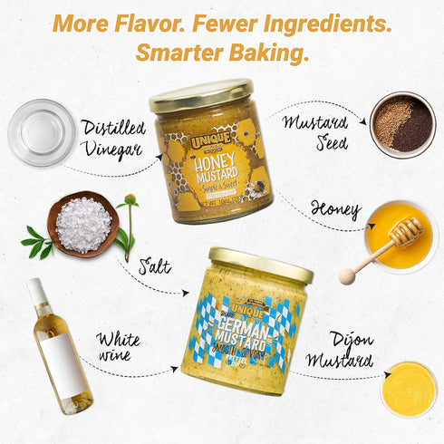 2-Pack 1 1 Unique Snacks Variety Mustard Dips and Spreads, German Mustard and Honey Mustard, Non-GMO, Flavorful