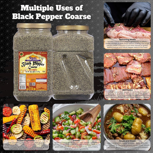 28 80oz (5lbs) 2.27kg Rani Black Pepper Coarse Ground Mesh (Table Grind) Bulk PET Jar ~ All Natural | Vegan | Gluten