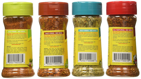 Mrs. Dash Extra Spicy(2.5oz), Southwest Chipotle(2.5oz), Garlic & Herb (2.5oz) and Fiesta Lime (2.4oz) Salt-Free Seasoning (Bundle)