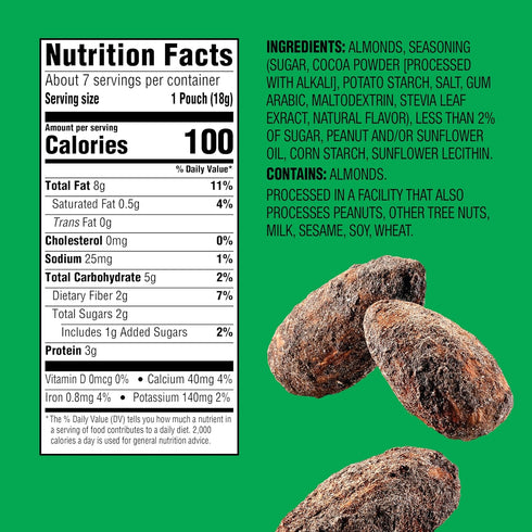 7 (1-Pack), 100-Calorie Packs, Emerald Nuts Cocoa Roast Almonds Ct Individual Kosher Certified, Non-GMO, Contains No