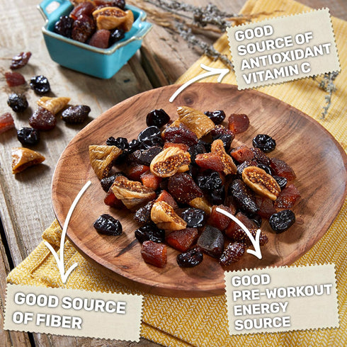 20 OZ Happy Village Organic Dried Fruit Mix - Apricots, Figs, Strawberries & Tart Cherries, - Kosher, Non-GMO, No
