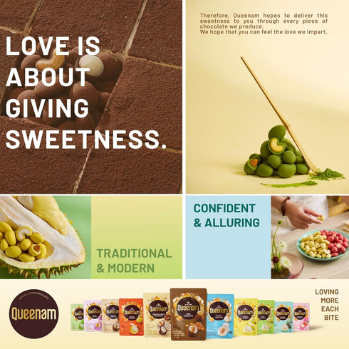 Queenam Premium Vietnamese Chocolate Flavored Nuts Natural Fruit Flavor Healthy Snack with Almond, Macadamia & Cashew