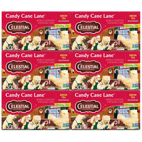 Celestial Seasonings Green Tea, Decaffeinated Candy Cane Lane, 18 Count (Pack of