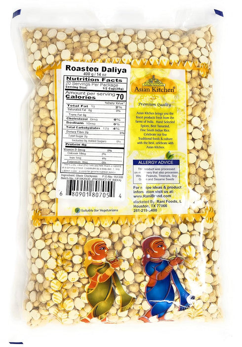 400g (14oz) Asian Kitchen Daliya Split (Roasted Split Chickpeas Dalia) ~ All Natural | Vegan | Indian Origin