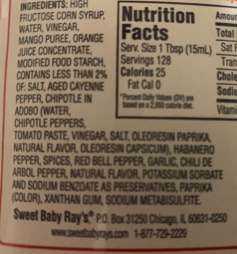 64 oz Sweet Baby Ray's Gourmet Sauces Mango Habanero Wing Sauce