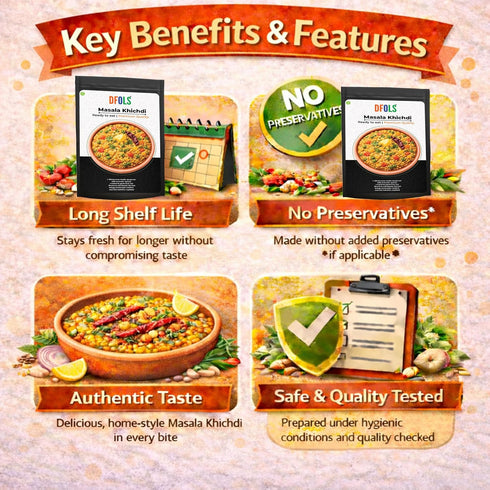 Dfols 0.44lb 7.05oz 200g Masala Khichdi Ready to Eat Spiced Rice Lentils