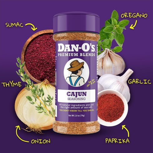 3 Set, 3 Pack, Dan-O's Bottle Seasoning Small Bottles, Includes Spicy, SEA-soning and Cajun Seasonings, Sugar Free