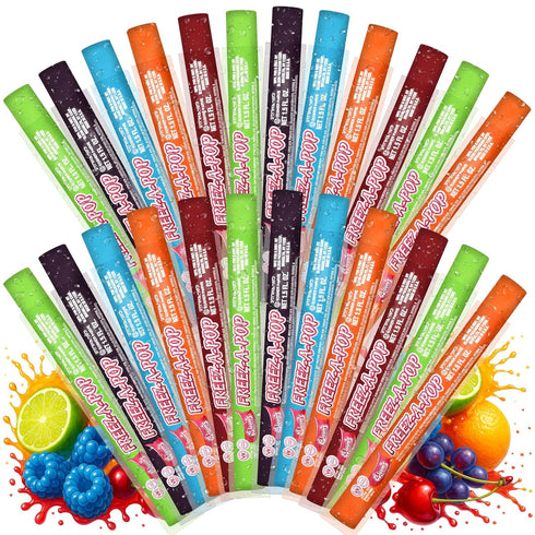 Freeze Pops, 24 Count Ice Pops Bulk Pack of Refreshing Assorted Flavors,