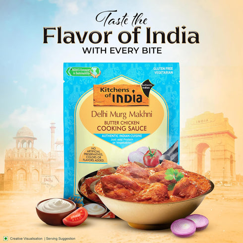 7.02 (Pack 6) Kitchens of India Delhi Murgh Makhni, Butter Chicken Cooking Sauce, Easy to Use Sauce for Authentic