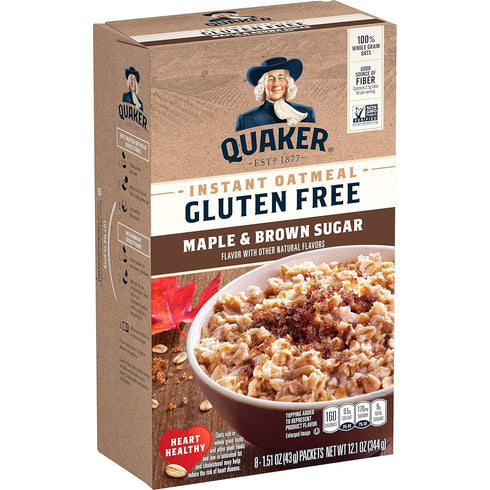 Quaker Instant Oatmeal, Gluten Free, Maple & Brown Sugar, Heart Healthy Oatmeal,
