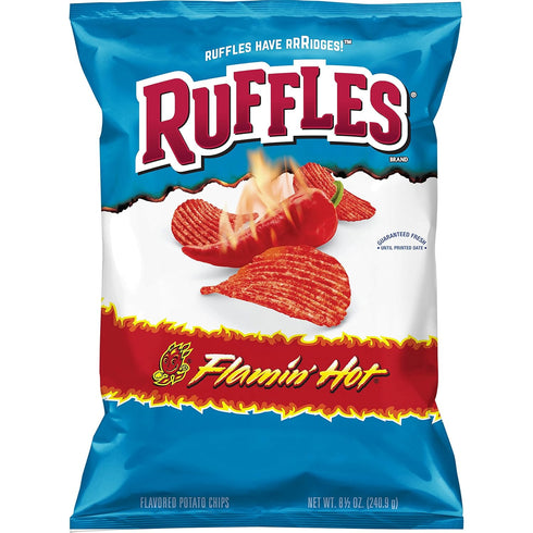 Ruffles Ridged Potato Chips, Flamin' Hot, 8.5 Ounce