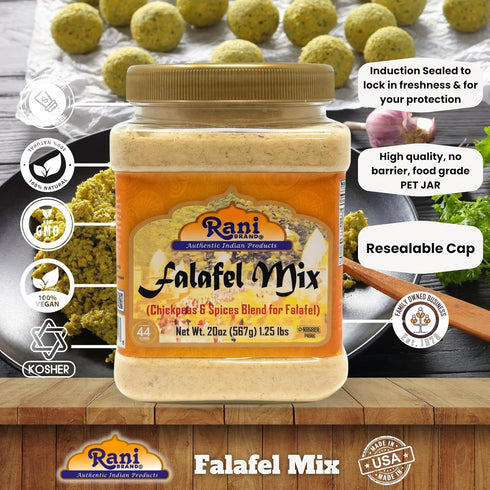 20oz (1.25lbs) 567g Rani Falafel Mix (Chickpeas & Spices Blend for Falafel) PET Jar ~ Gluten Friendly | NON-GMO |
