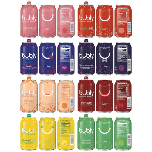12 Oz (Pack 18) Bubly Sparkling Water Fizzy Sampler Variety, Fl