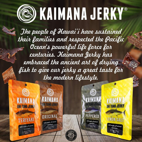 Omega-3s (9 oz) Kaimana Wild-Caught Ahi Tuna Jerky - Teriyaki | Rich in & High in Protein | All-Natural & Organic Fish