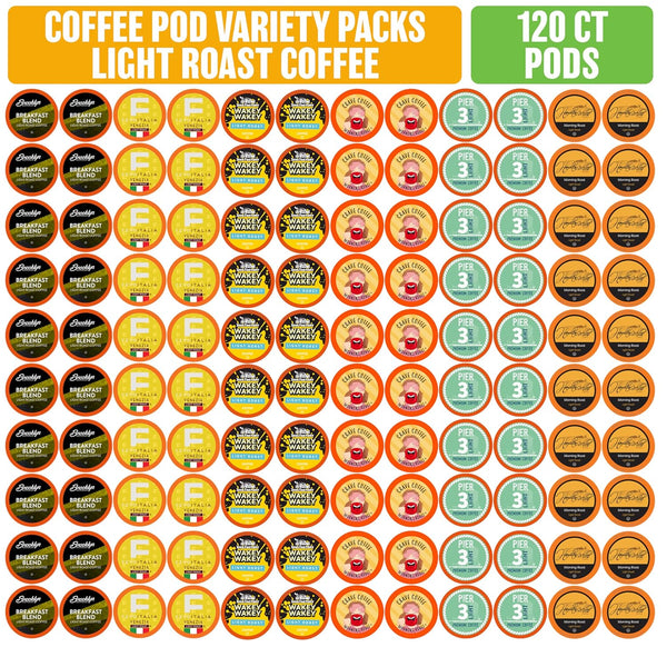 Coffee Pod Variety Packs Light Roast Sampler, Assorted, Compatible with 2.0 K-Cup