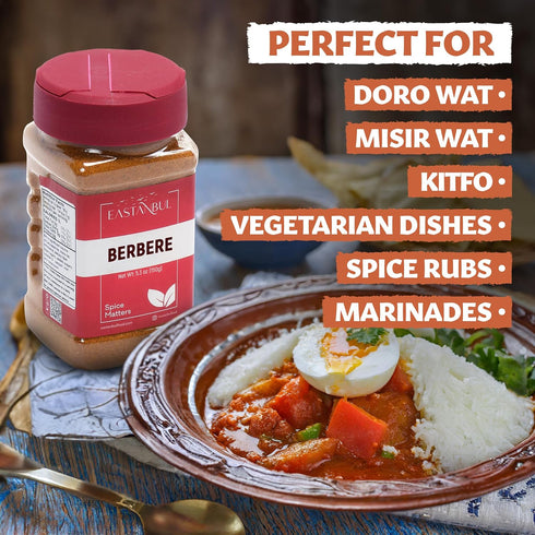 Eastanbul Berbere Spice Blend, 5.3oz Authentic Ethiopian Mix, Berbere Seasoning Medley for Exotic Cooking