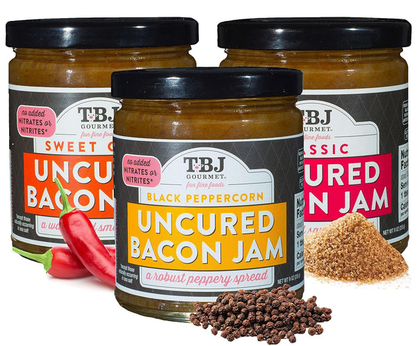 TBJ Gourmet Bacon Jam Variety 3 Pack - Bacon Top Ingredient -
