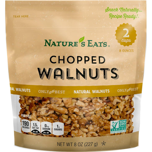 Nature's Eats Chopped Walnuts, 8 Oz, Healthy Snack Option