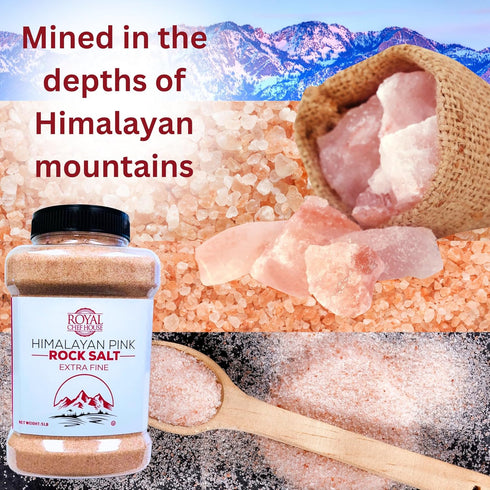 5 lbs 84 RoyalHouse, Himalayan Extra Fine Pink Salt - Extra Fine Bulk in Jar, Pure Gourmet Crystals, Natural - Contains