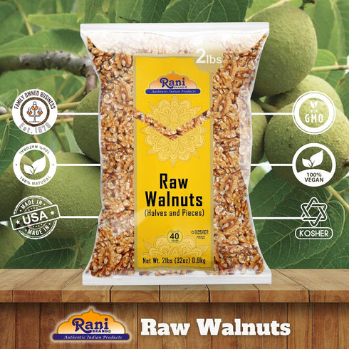 32oz (2lbs)908g Rani Raw Walnuts, Halves and Pieces ~ All Natural | Vegan | Gluten Friendly | Fresh Product of USA