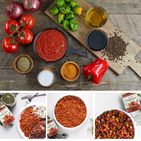 16oz (454g) 4 Pack) Nerrido Canned Tomato Stew &Jollof Rice Red Sauce, African Style Hot Pasta Sauce with Vegetables