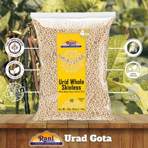 64oz (4lbs) 1.81kg Rani Urid/Urad Gota White (Matpe Beans Skinless) Indian Lentils Bulk ~ All Natural | Gluten Friendly