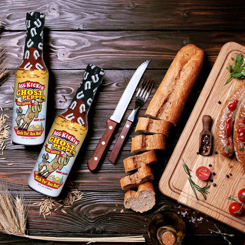 5 oz ASS KICKIN' Ghost Pepper Hot Sauce - - Premium Gourmet Hot Sauce for Chicken Wings and Breakfast BurritosPerfect