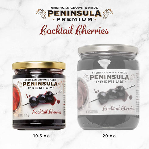 10.5 oz (3-Pack) Peninsula Premium Cocktail Cherries | Award Winning | Deep Burgundy-Red | Silky Smooth, Rich Syrup |