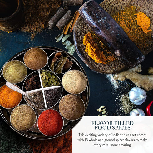 The Three Sisters (13 Set) Organic Indian Spices Pc. Natural, Authentic, and Traditional Flavors for Cookbook Recipes |