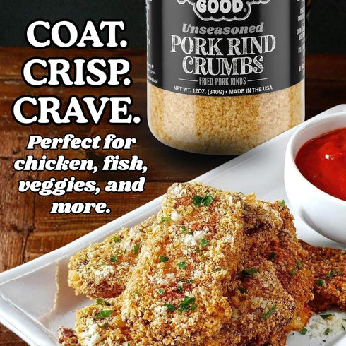Pork King Good Unseasoned Pork Rind Breadcrumbs (Low Carb Keto Diet)! Perfect For Ketogenic, Paleo, Gluten-Free, Sugar