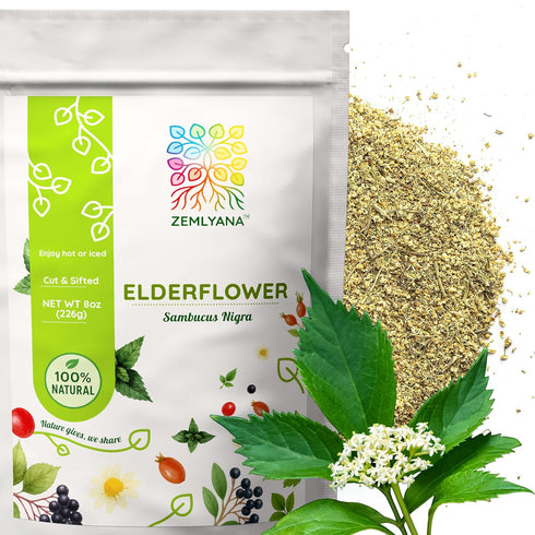 Dried Elderflower Tea - Natural Elder Flowers Herbs Loose Leaf - Wildcrafted