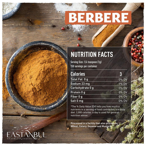 Eastanbul Berbere Spice Blend, 5.3oz Authentic Ethiopian Mix, Berbere Seasoning Medley for Exotic Cooking