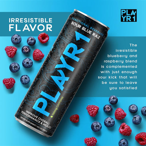 PLAYR1 24 pack Sour Blue Raz Caffeinated