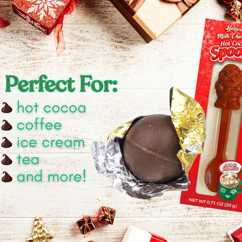 2025 3 2 Needzo Christmas Hot Cocoa Melting Balls with Mini Marshmallows and Chocolate Stirring Spoons, Individually