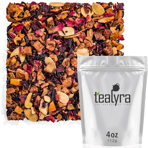Tealyra Fruity Herbal Loose Leaf Tea, Sweet n’ Sour Cherry, Hibiscus, Beetroot, Pomegranate, Almond, Caffeine Free,