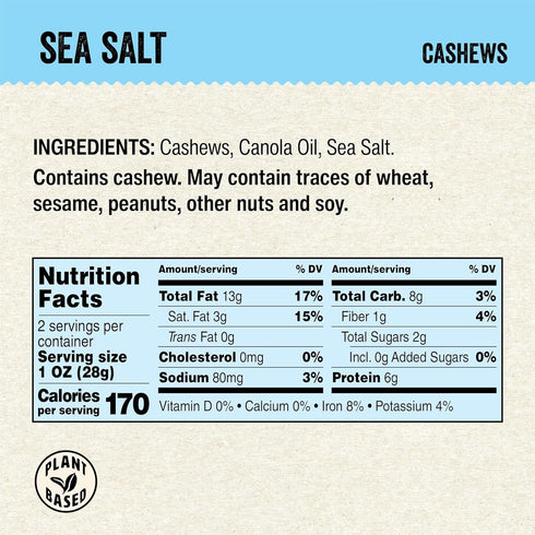 Pack, 2 oz Packs (6 Count IChoose Cashews Variety Individual Snack Trio Mix) Sea Salt, Black Pepper, Unsalted Whole
