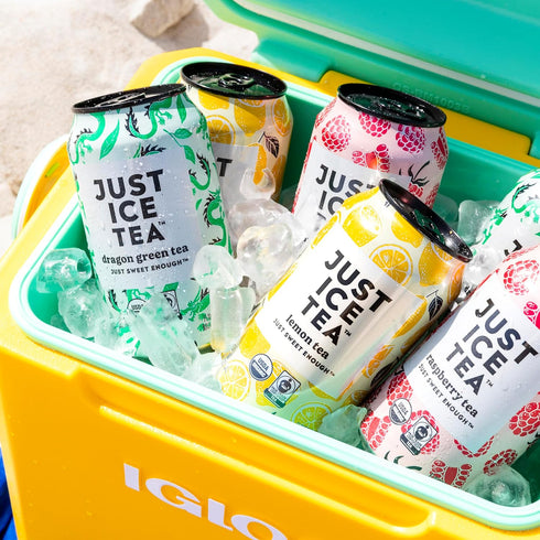 12-Pack (12oz Just Ice Tea, Lemon Flavored Black Iced Tea, Cans), USDA Certified Organic, Real Brewed, Low Calorie, No
