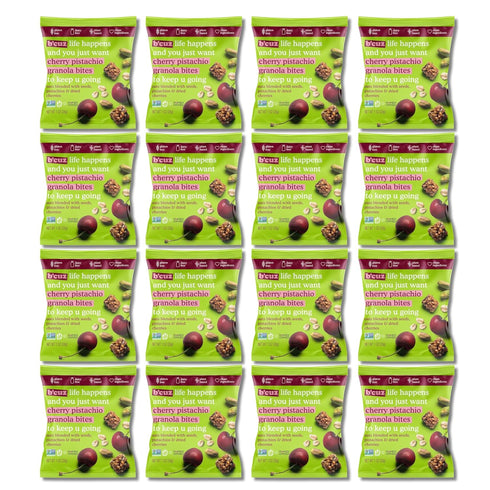 B'cuz Granola Bites 16-Bag Gluten Free Healthy Snacks for Adults, Healthy Granola