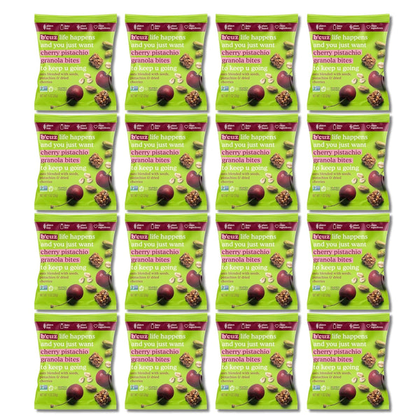 B'cuz Granola Bites 16-Bag Gluten Free Healthy Snacks for Adults, Healthy Granola