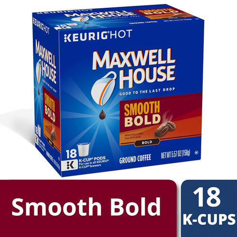 18 Count MAXWELL HOUSE Smooth Bold, K-CUP Pods Coffee