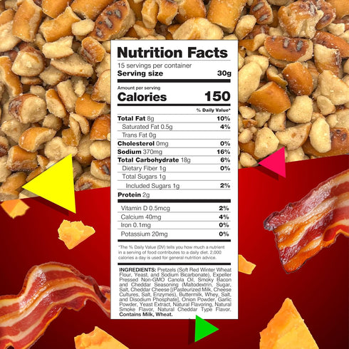 1 Smoky Bacon Cheese Pretzel Pieces | Pound Bag | Bold Flavored, Naturally Seasoned Pretzels | Crunchy, Salty Pretzel