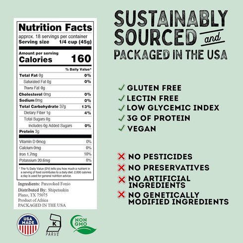 (28 Shipetaukin Fonio for Tabbouleh - Gluten Free - Vegan - Non GMO - Fonio African Supergrain - Substitute for Bulgur