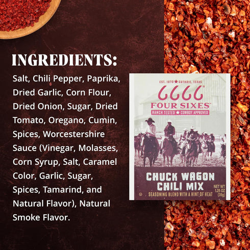 FOUR SIXES 6666 1.25 (Pack 12) Chuck Wagon Chili Seasoning Mix, Ounce