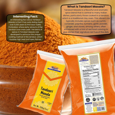 11-Spice 7oz (200g) Rani Tandoori Masala (Natural, No Colors Added) Indian Blend ~ Salt Free | Vegan | Gluten Friendly