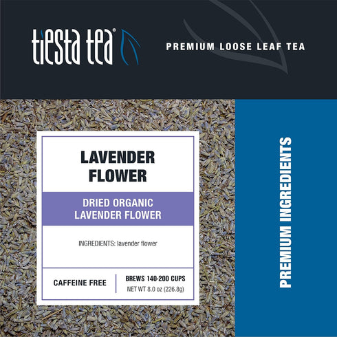 8oz Tiesta Tea - Dried Organic Lavender Flower, Loose Leaf, Premium Non-Caffeinated Blend, Make Hot or Iced, Raw Edible