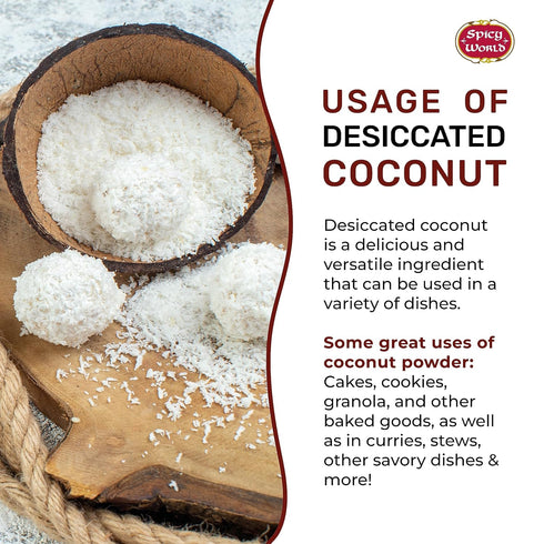 Spicy World 2 Pound Bulk Bag Shredded Coconut Powder - Unsweetened Finely Shredded for Baking, Smoothies & More!