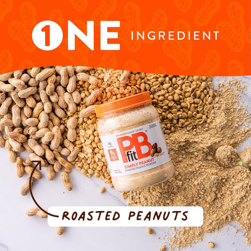 24 9g 9% PBfit Ounce Simply Peanut Powdered Peanut Powder, No Added Sugar or Salt, Non-GMO, Plant-Based, Gluten-Free