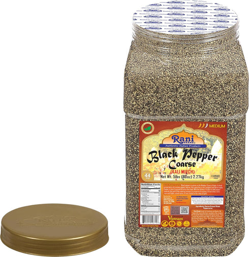 28 80oz (5lbs) 2.27kg Rani Black Pepper Coarse Ground Mesh (Table Grind) Bulk PET Jar ~ All Natural | Vegan | Gluten